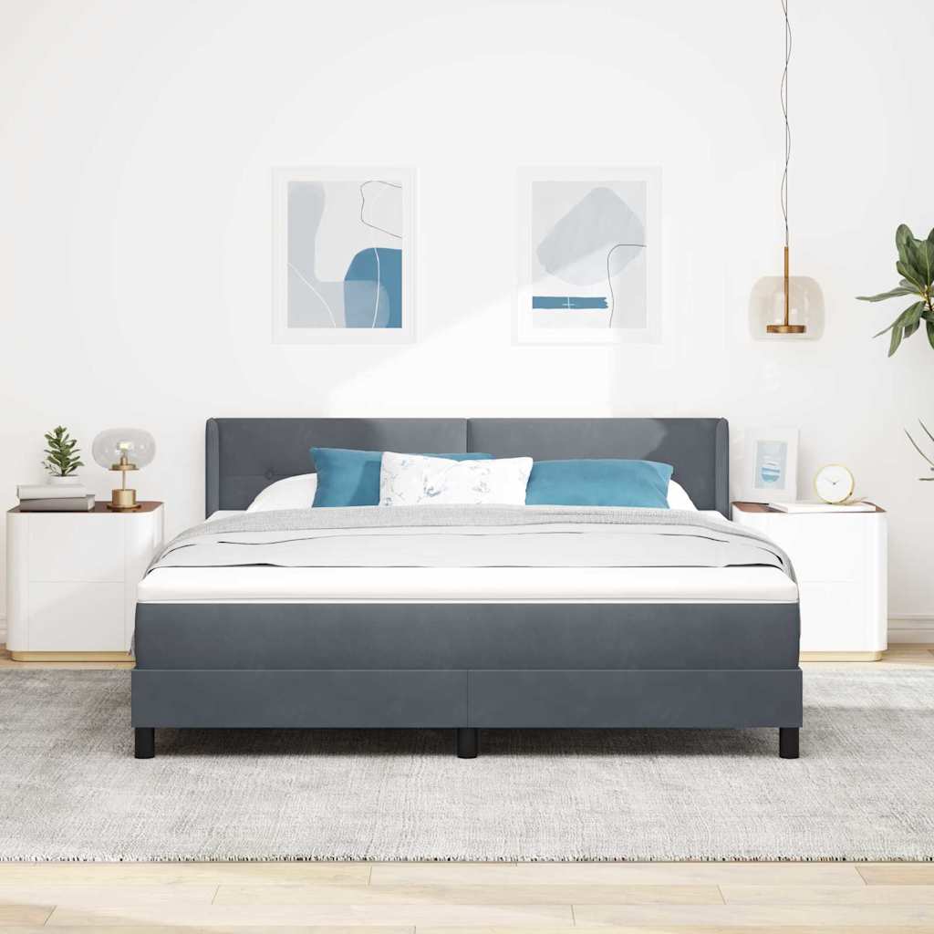 Boxspringbed met hoofdeinde Donkergrijs 200 x 180 cm Fluweel is nu te koop bij PeponiXL, paradijselijk wonen!