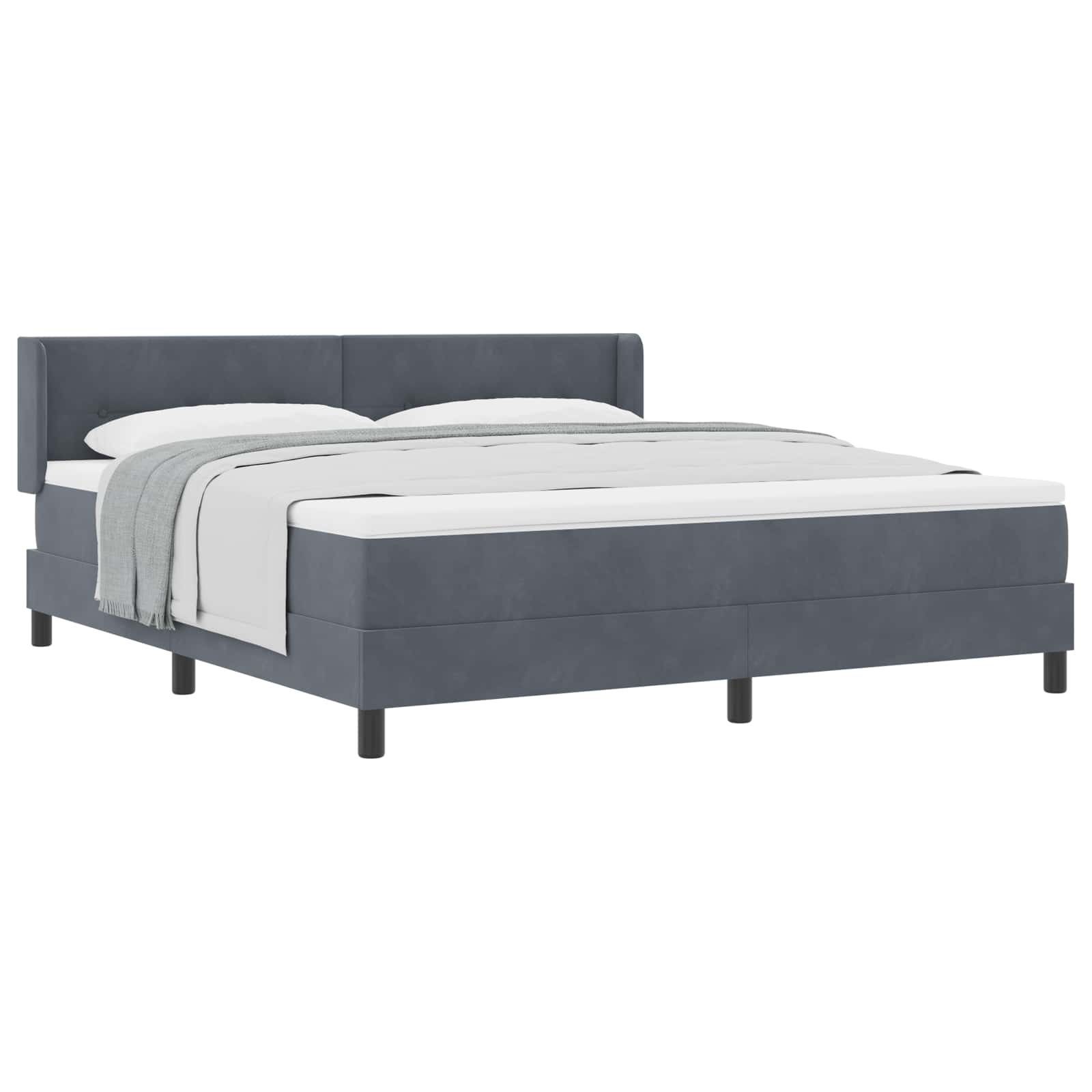 Boxspringbed met hoofdeinde Donkergrijs 200 x 180 cm Fluweel is nu te koop bij PeponiXL, paradijselijk wonen!