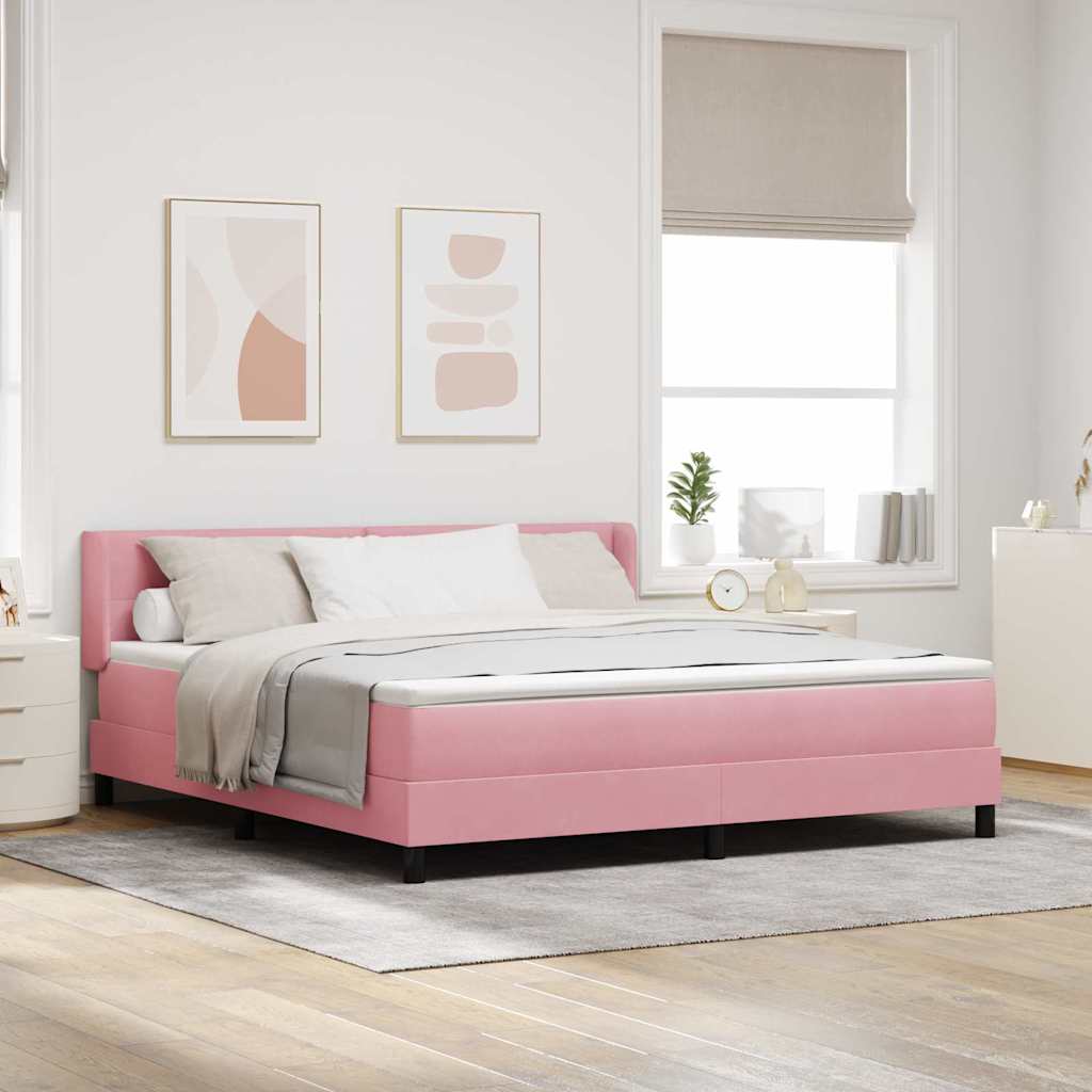 Boxspringbed met hoofdeinde Roze 200 x 180 cm Fluweel is nu te koop bij PeponiXL, paradijselijk wonen!