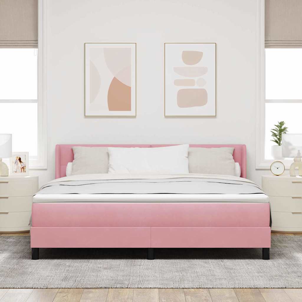 Boxspringbed met hoofdeinde Roze 200 x 180 cm Fluweel is nu te koop bij PeponiXL, paradijselijk wonen!