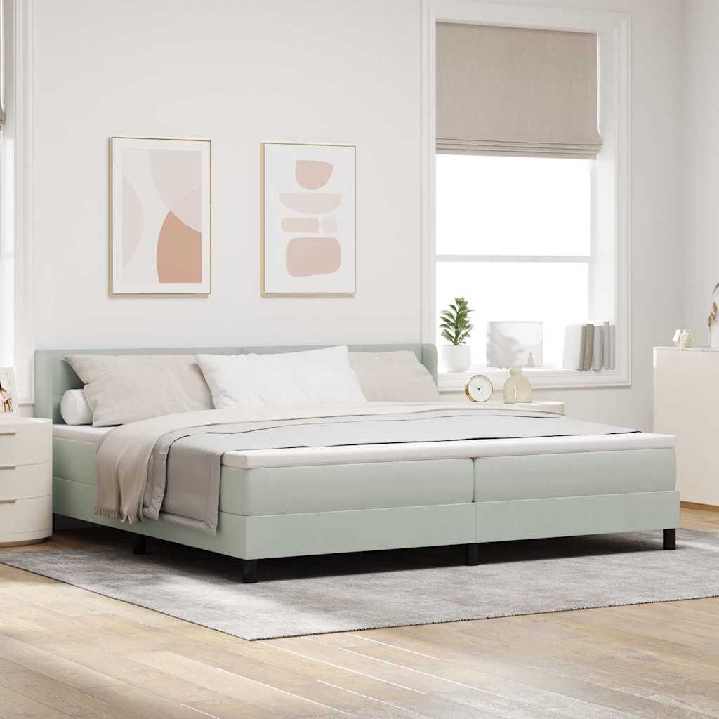 Boxspringbed met hoofdeinde Lichtgrijs 200 x 200 cm Fluweel is nu te koop bij PeponiXL, paradijselijk wonen!