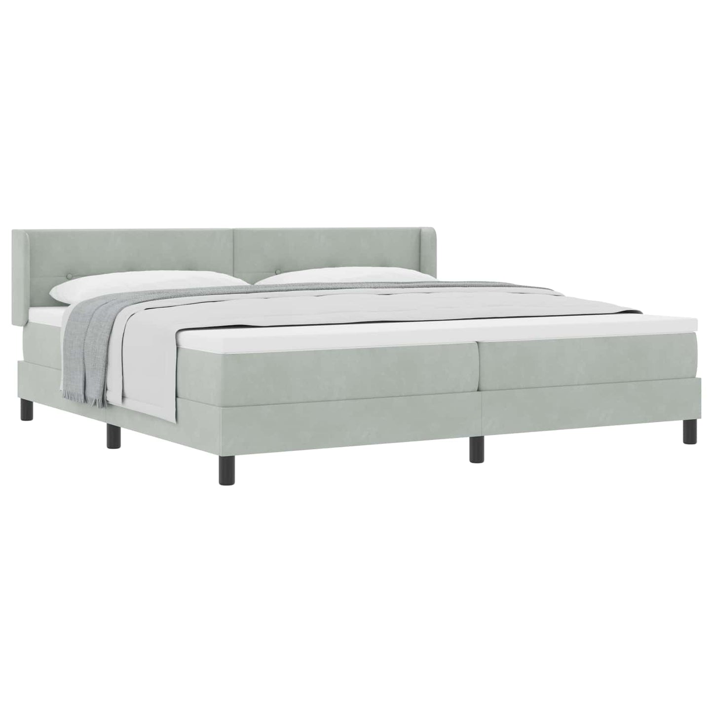 Boxspringbed met hoofdeinde Lichtgrijs 200 x 200 cm Fluweel is nu te koop bij PeponiXL, paradijselijk wonen!