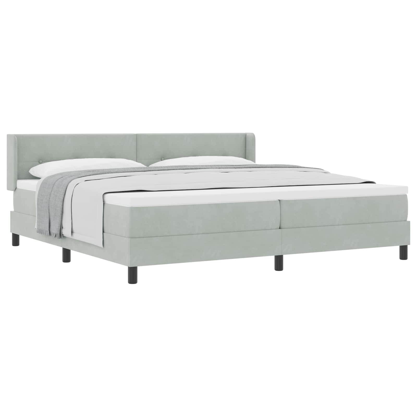 Boxspringbed met hoofdeinde Lichtgrijs 200 x 200 cm Fluweel is nu te koop bij PeponiXL, paradijselijk wonen!