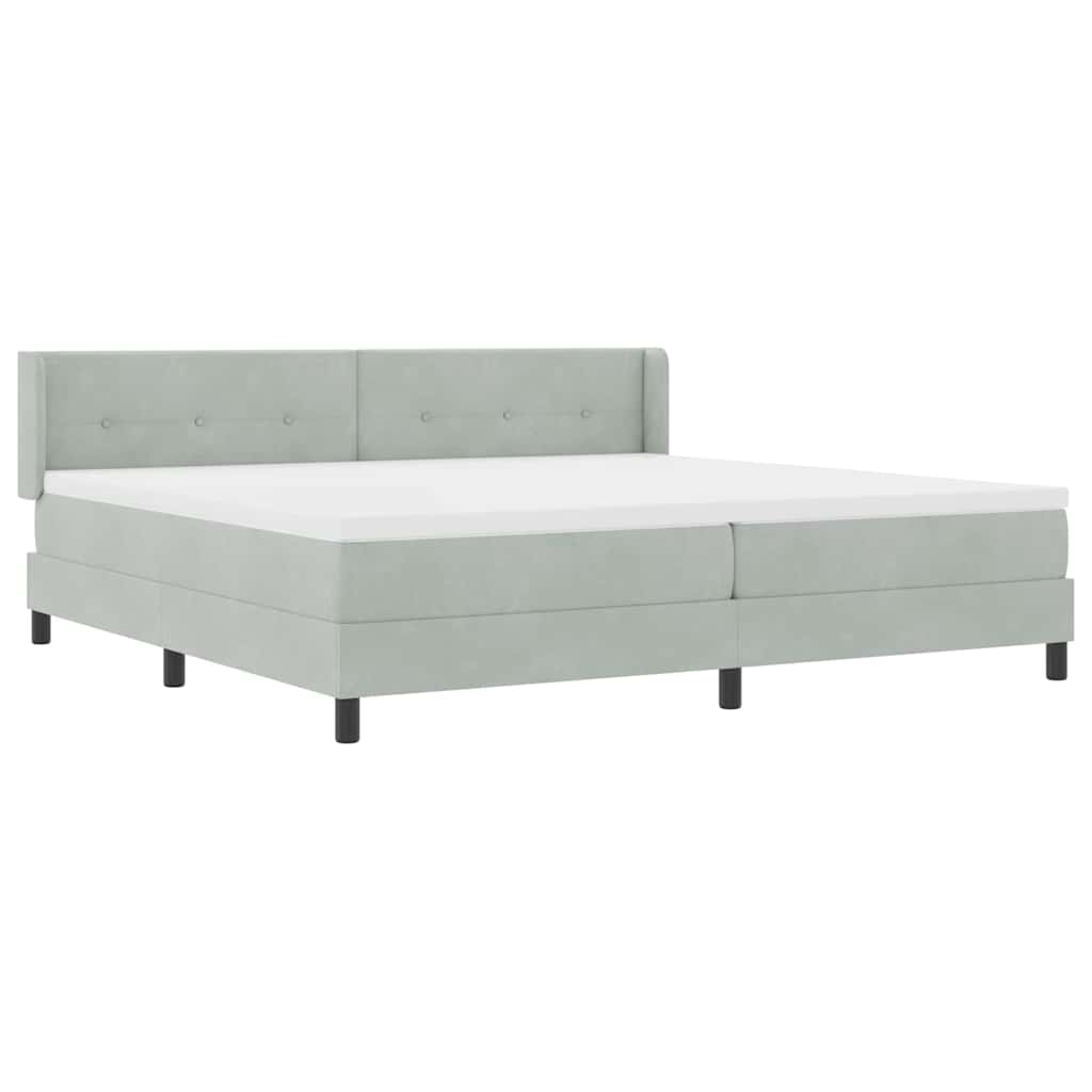 Boxspringbed met hoofdeinde Lichtgrijs 200 x 200 cm Fluweel is nu te koop bij PeponiXL, paradijselijk wonen!