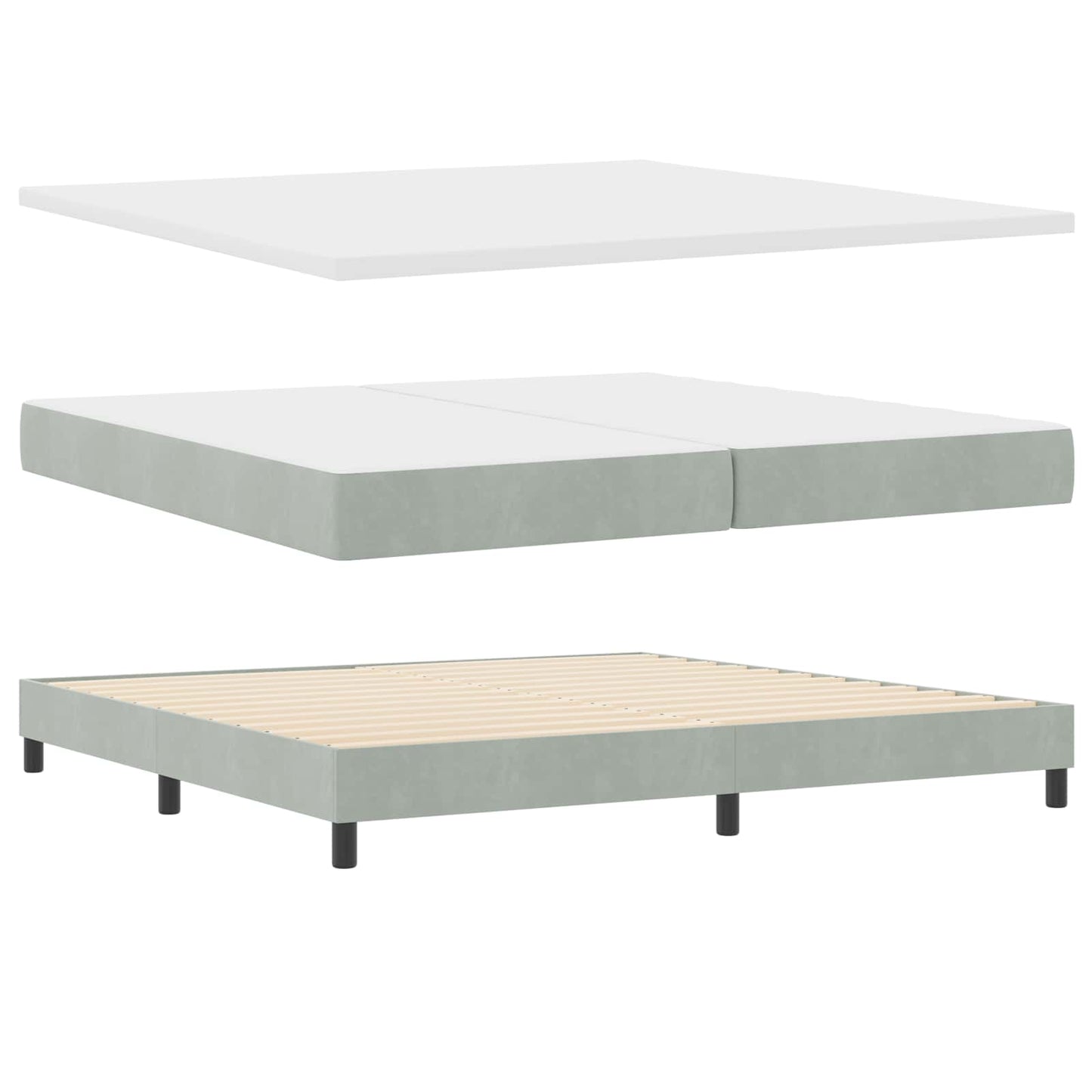 Boxspringbed met hoofdeinde Lichtgrijs 200 x 200 cm Fluweel is nu te koop bij PeponiXL, paradijselijk wonen!