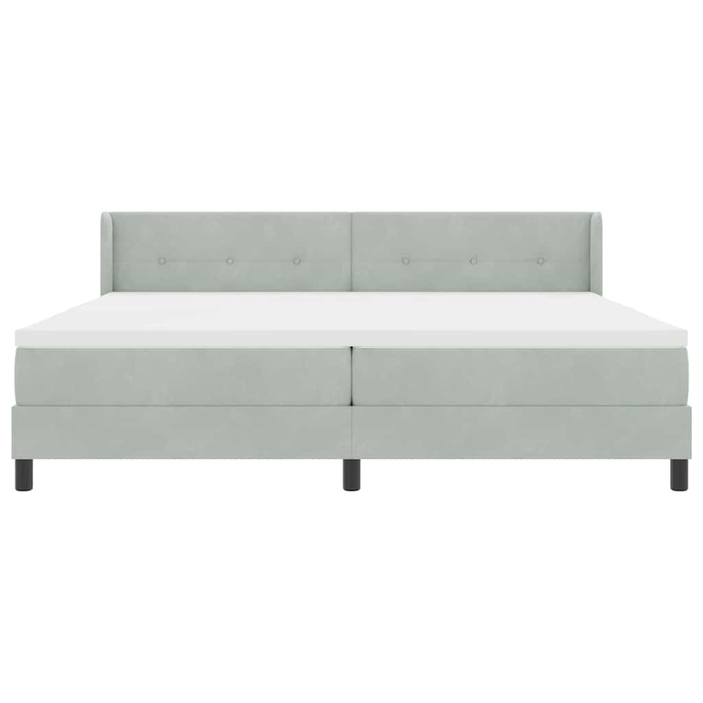 Boxspringbed met hoofdeinde Lichtgrijs 200 x 200 cm Fluweel is nu te koop bij PeponiXL, paradijselijk wonen!