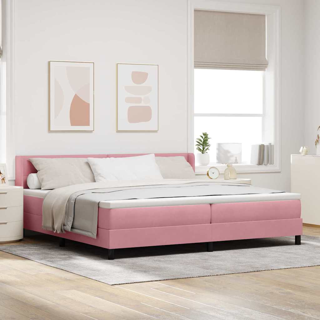 Boxspringbed met hoofdeinde Roze 200 x 200 cm Fluweel is nu te koop bij PeponiXL, paradijselijk wonen!