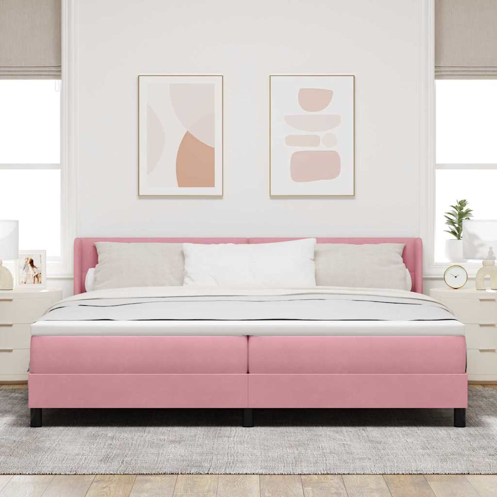 Boxspringbed met hoofdeinde Roze 200 x 200 cm Fluweel is nu te koop bij PeponiXL, paradijselijk wonen!