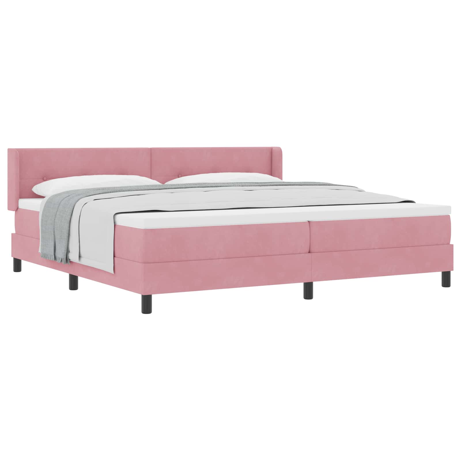 Boxspringbed met hoofdeinde Roze 200 x 200 cm Fluweel is nu te koop bij PeponiXL, paradijselijk wonen!