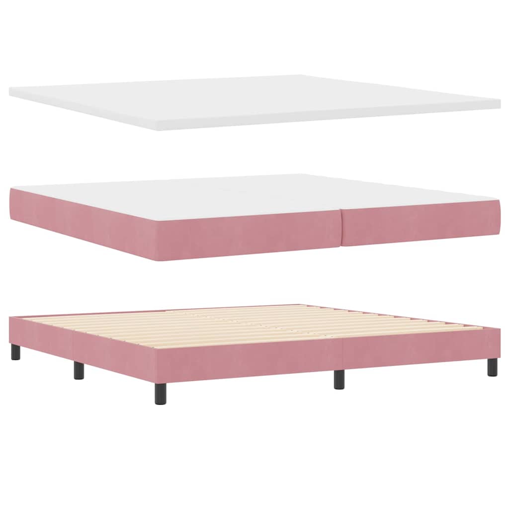 Boxspringbed met hoofdeinde Roze 200 x 200 cm Fluweel is nu te koop bij PeponiXL, paradijselijk wonen!