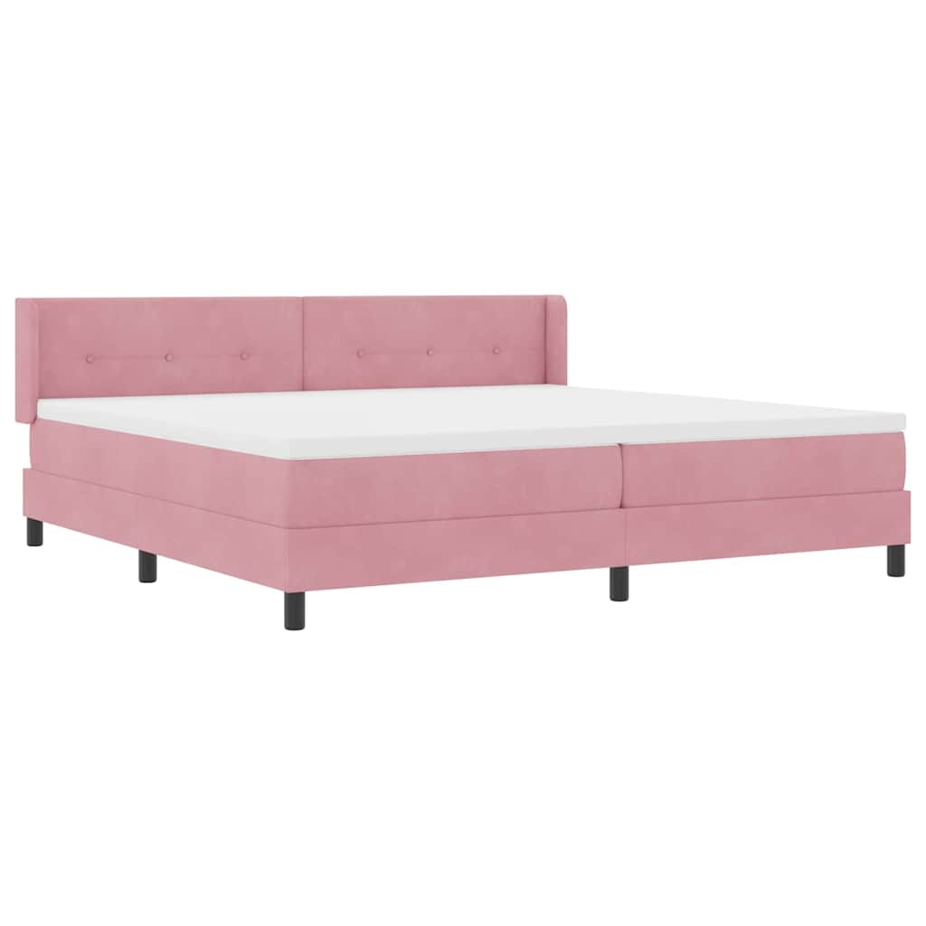 Boxspringbed met hoofdeinde Roze 200 x 200 cm Fluweel is nu te koop bij PeponiXL, paradijselijk wonen!