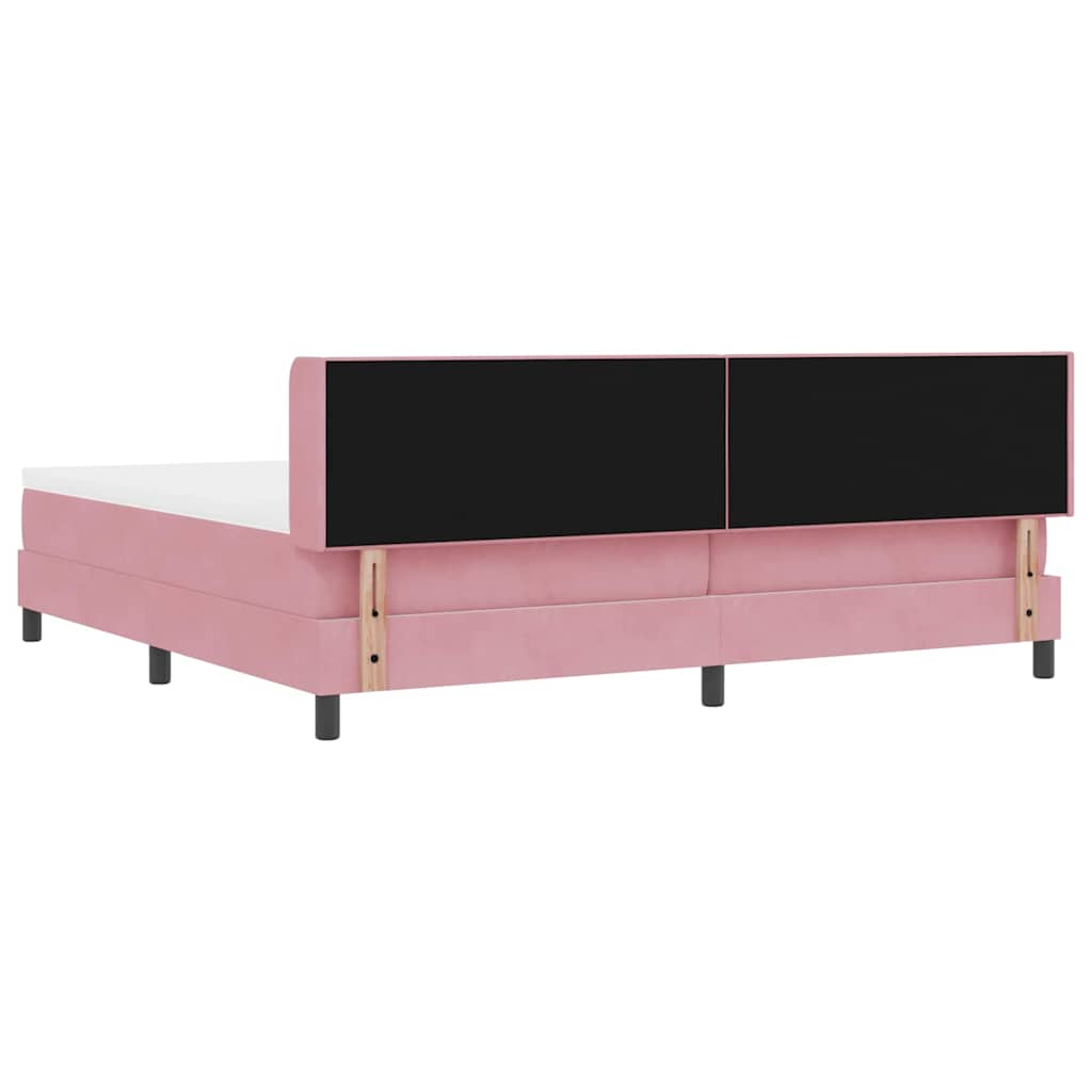 Boxspringbed met hoofdeinde Roze 200 x 200 cm Fluweel is nu te koop bij PeponiXL, paradijselijk wonen!