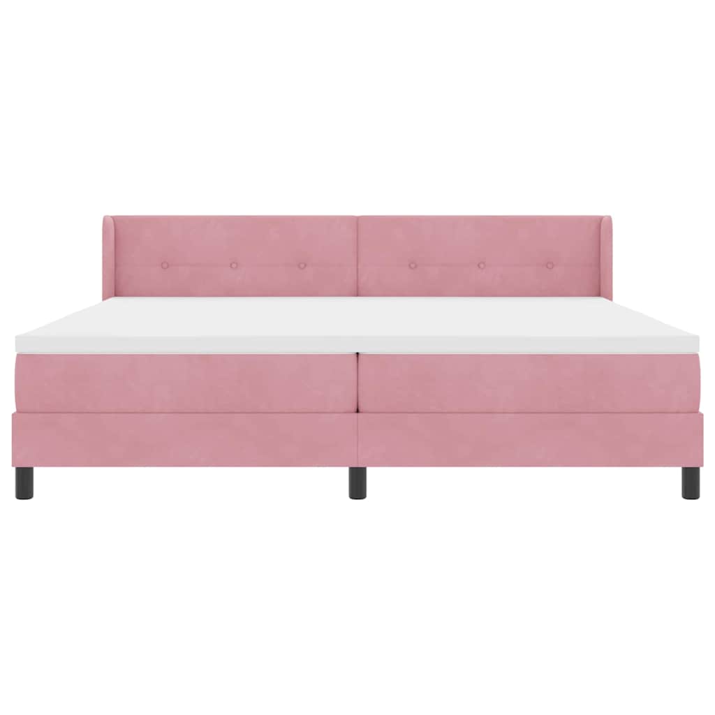 Boxspringbed met hoofdeinde Roze 200 x 200 cm Fluweel is nu te koop bij PeponiXL, paradijselijk wonen!