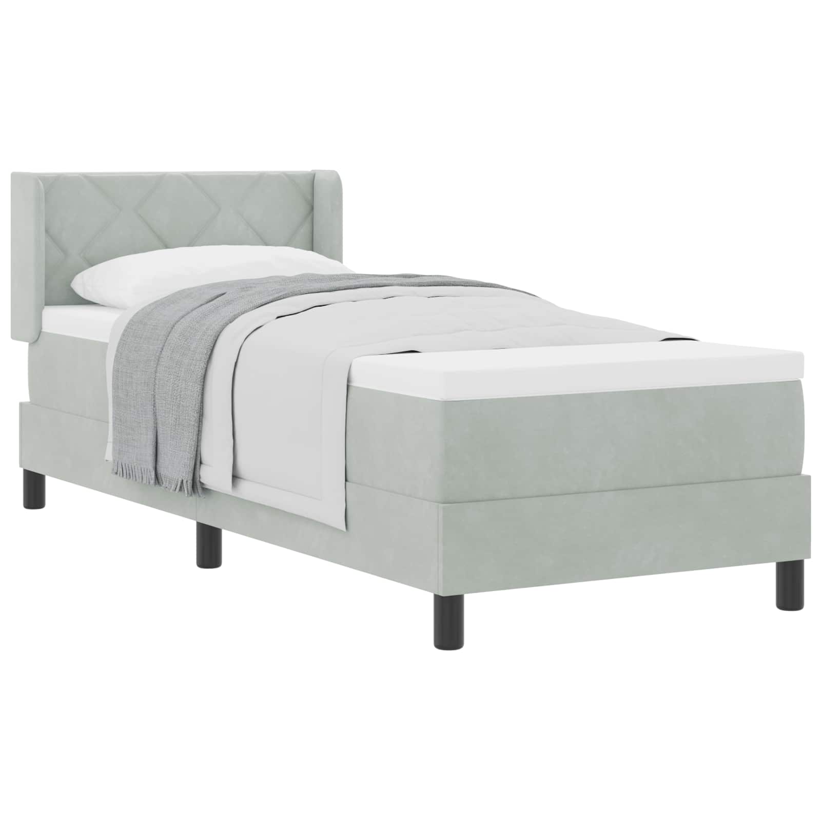 Boxspringbed met hoofdeinde Lichtgrijs 200 x 80 cm Fluweel is nu te koop bij PeponiXL, paradijselijk wonen!