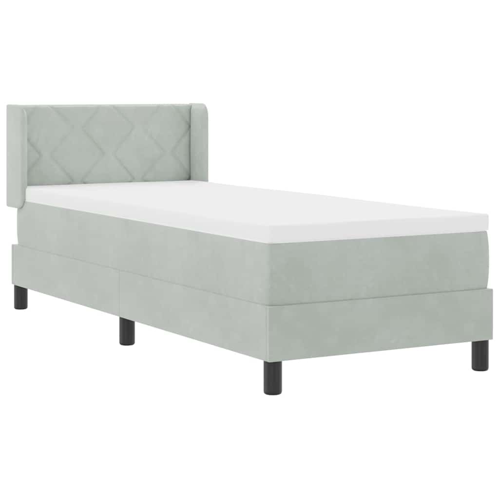 Boxspringbed met hoofdeinde Lichtgrijs 200 x 80 cm Fluweel is nu te koop bij PeponiXL, paradijselijk wonen!
