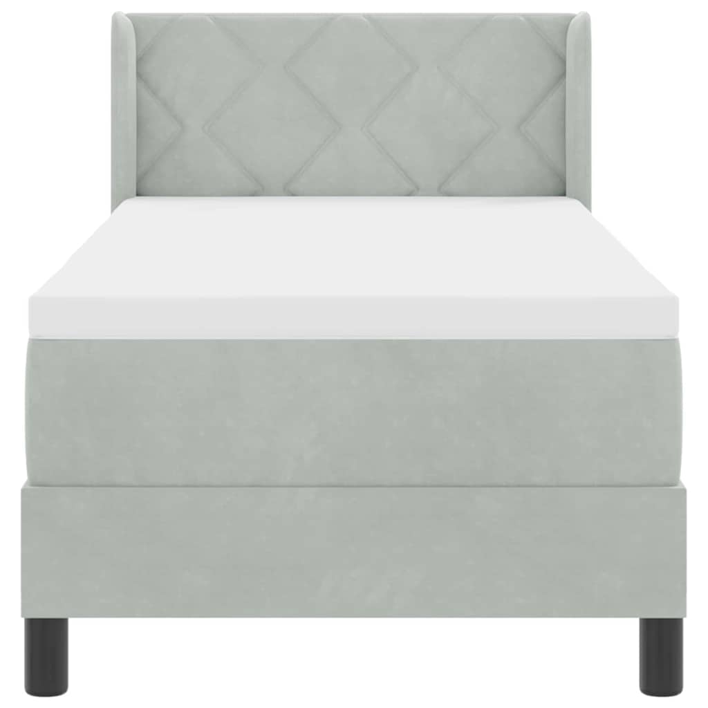 Boxspringbed met hoofdeinde Lichtgrijs 200 x 80 cm Fluweel is nu te koop bij PeponiXL, paradijselijk wonen!