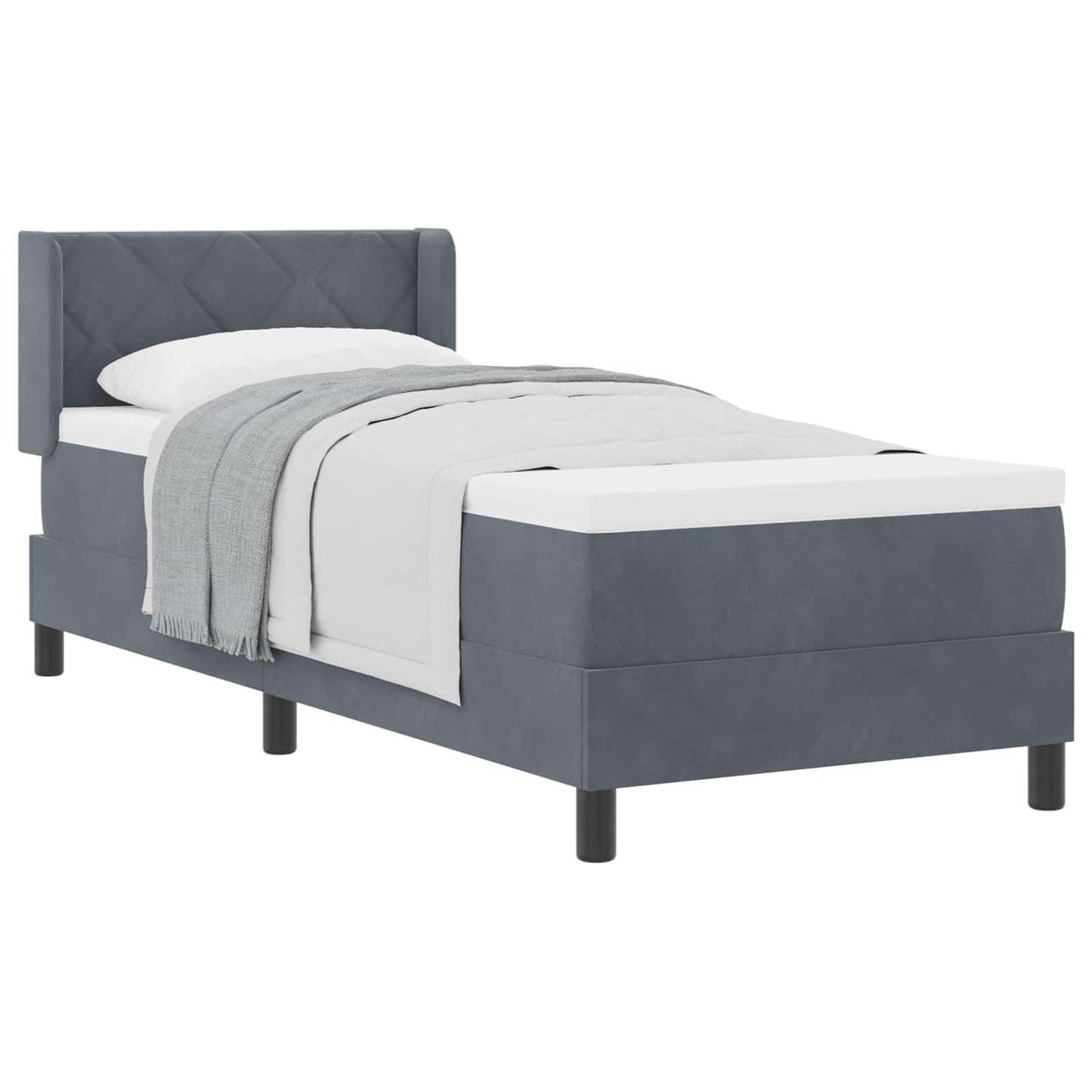 Boxspringbed met hoofdeinde Donkergrijs 200 x 80 cm Fluweel is nu te koop bij PeponiXL, paradijselijk wonen!