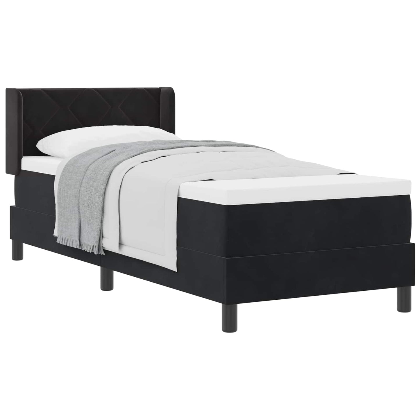 Boxspringbed met hoofdeinde Zwart 200 x 80 cm Fluweel is nu te koop bij PeponiXL, paradijselijk wonen!