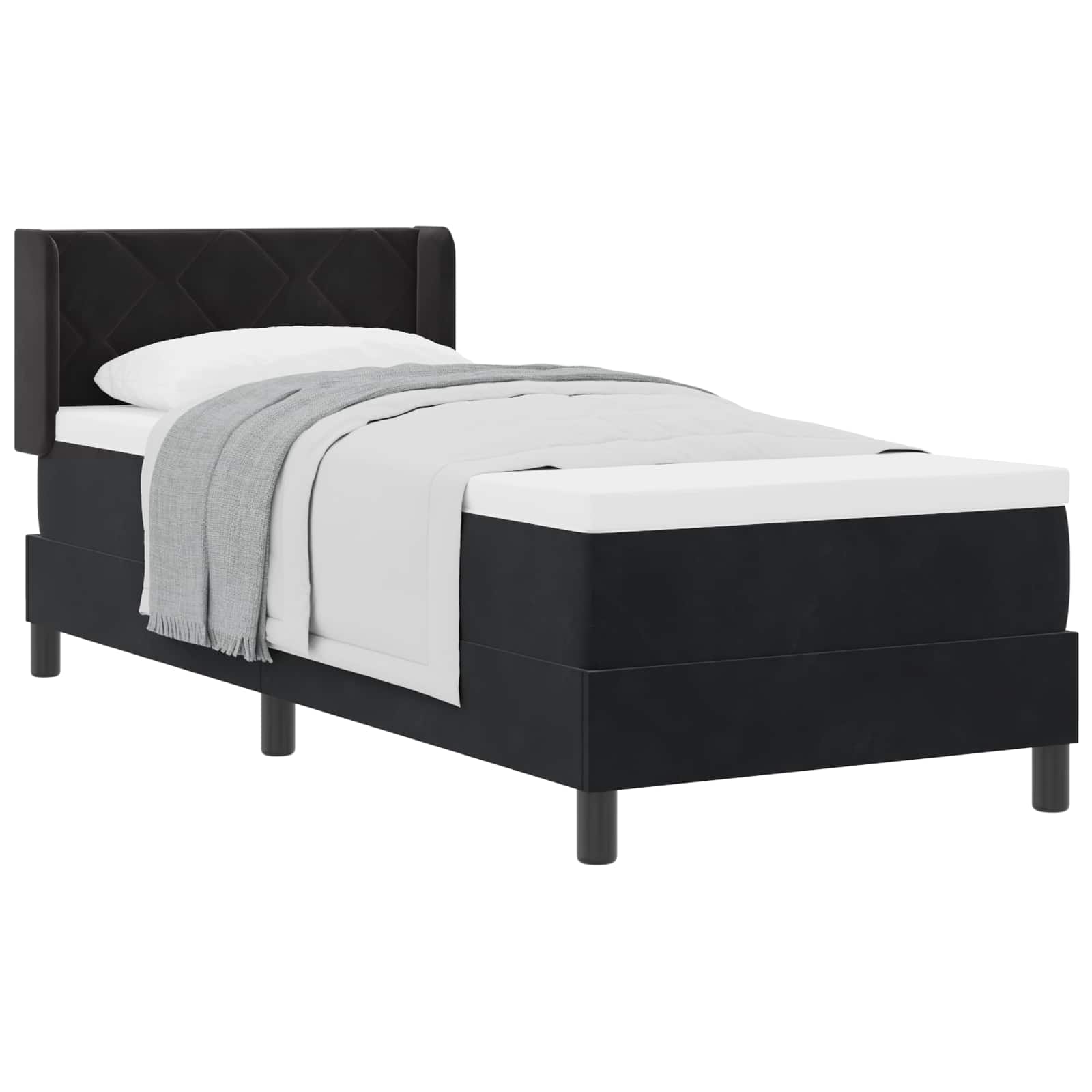 Boxspringbed met hoofdeinde Zwart 200 x 80 cm Fluweel is nu te koop bij PeponiXL, paradijselijk wonen!