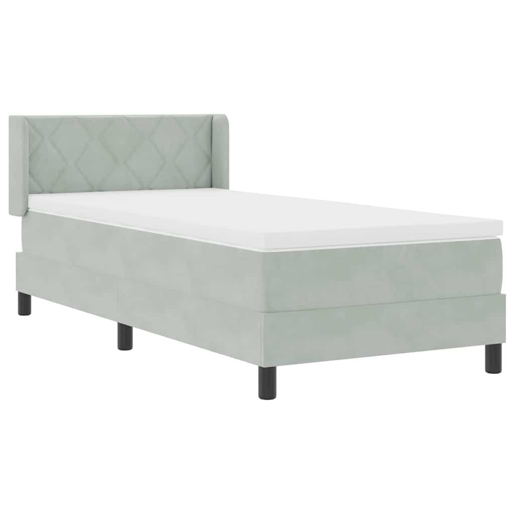 Boxspringbed met hoofdeinde Lichtgrijs 190 x 90 cm Fluweel is nu te koop bij PeponiXL, paradijselijk wonen!