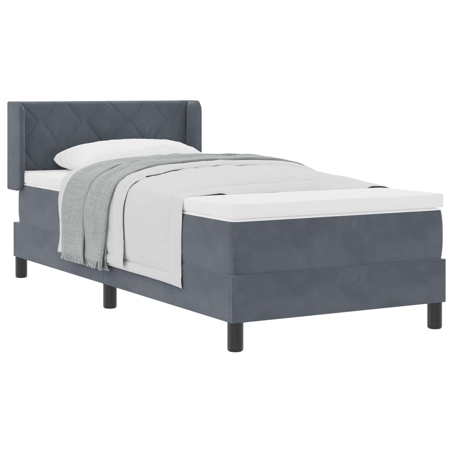 Boxspringbed met hoofdeinde Donkergrijs 190 x 90 cm Fluweel is nu te koop bij PeponiXL, paradijselijk wonen!