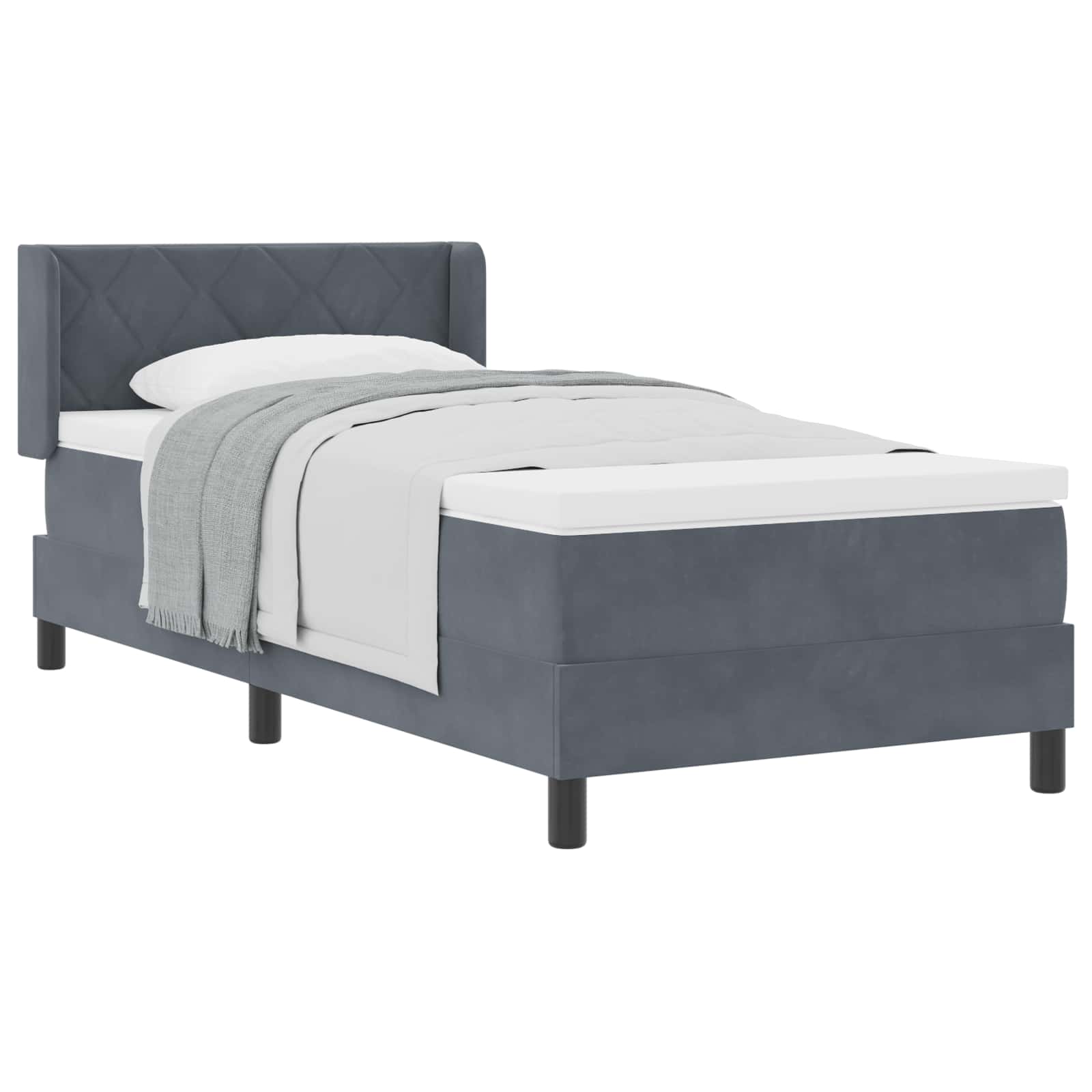 Boxspringbed met hoofdeinde Donkergrijs 190 x 90 cm Fluweel is nu te koop bij PeponiXL, paradijselijk wonen!