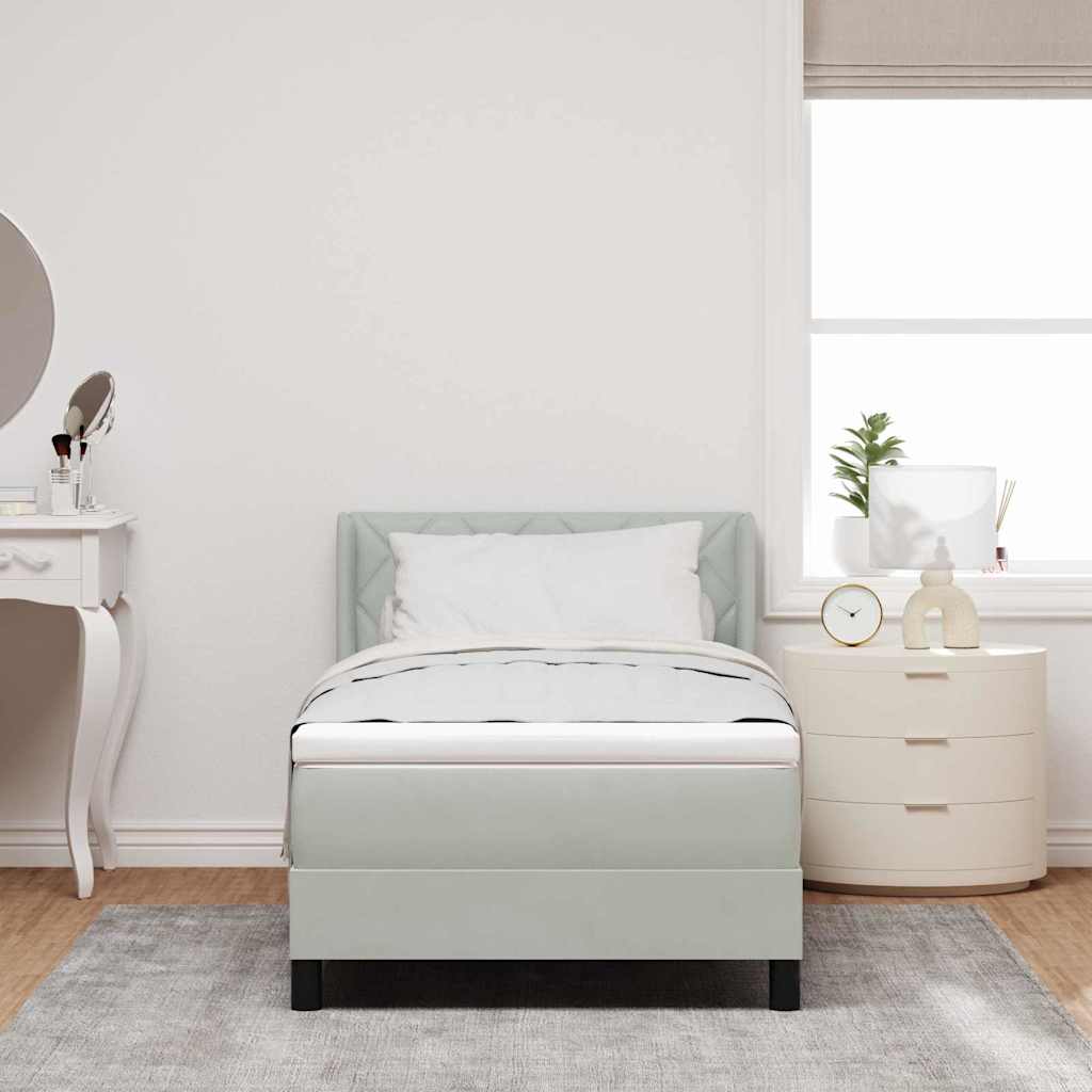 Boxspringbed met hoofdeinde Lichtgrijs 200 x 90 cm Fluweel is nu te koop bij PeponiXL, paradijselijk wonen!