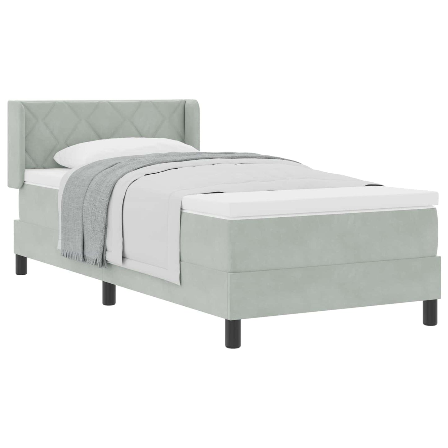 Boxspringbed met hoofdeinde Lichtgrijs 200 x 90 cm Fluweel is nu te koop bij PeponiXL, paradijselijk wonen!