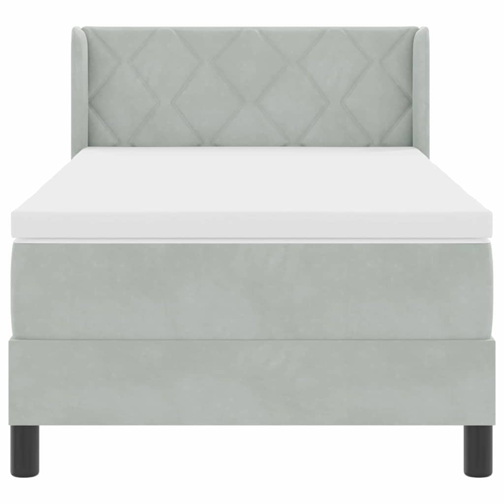 Boxspringbed met hoofdeinde Lichtgrijs 200 x 90 cm Fluweel is nu te koop bij PeponiXL, paradijselijk wonen!