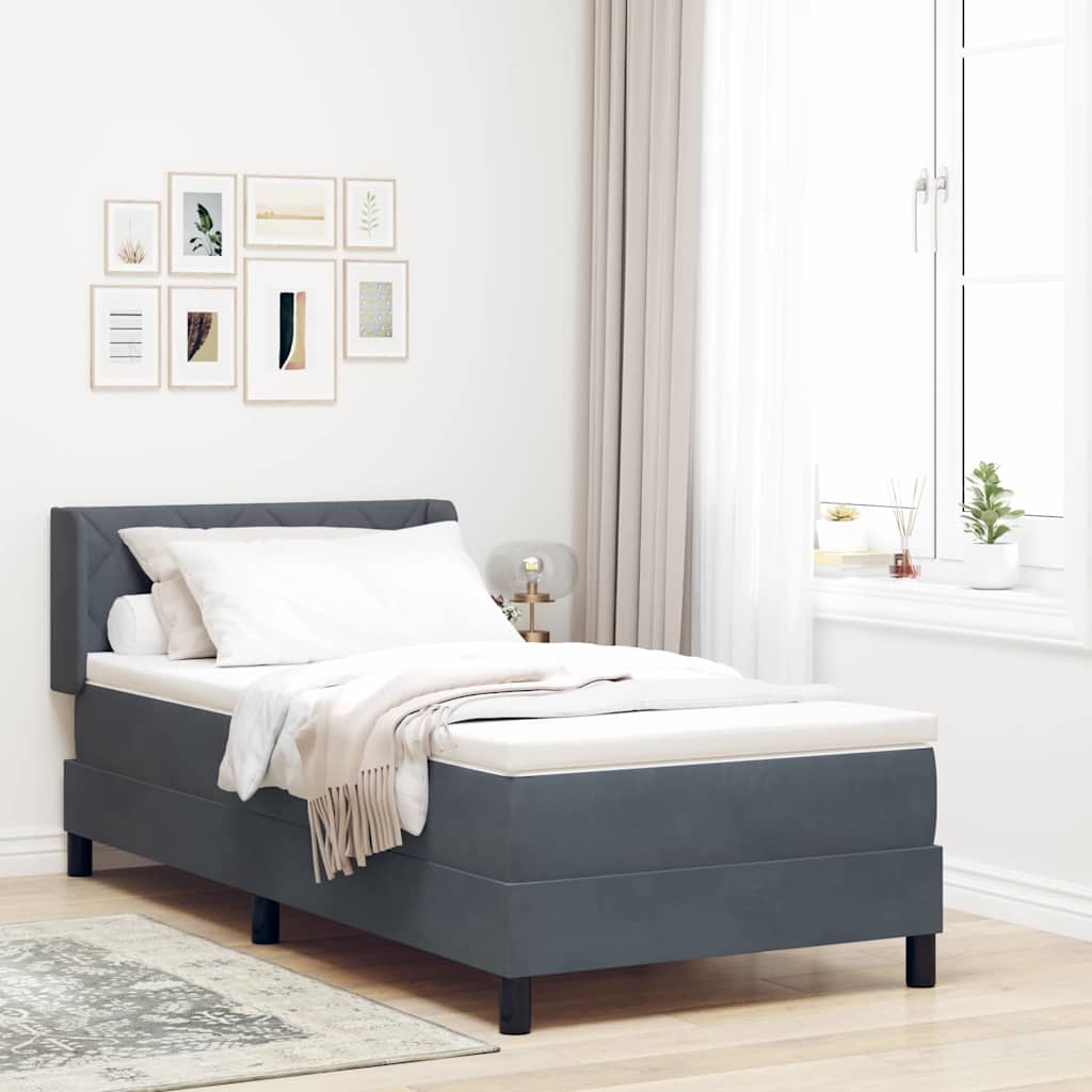 Boxspringbed met hoofdeinde Donkergrijs 200 x 90 cm Fluweel is nu te koop bij PeponiXL, paradijselijk wonen!