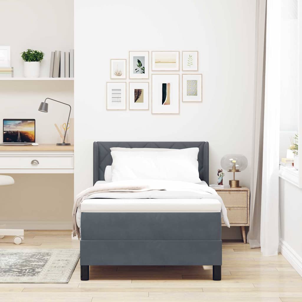 Boxspringbed met hoofdeinde Donkergrijs 200 x 90 cm Fluweel is nu te koop bij PeponiXL, paradijselijk wonen!