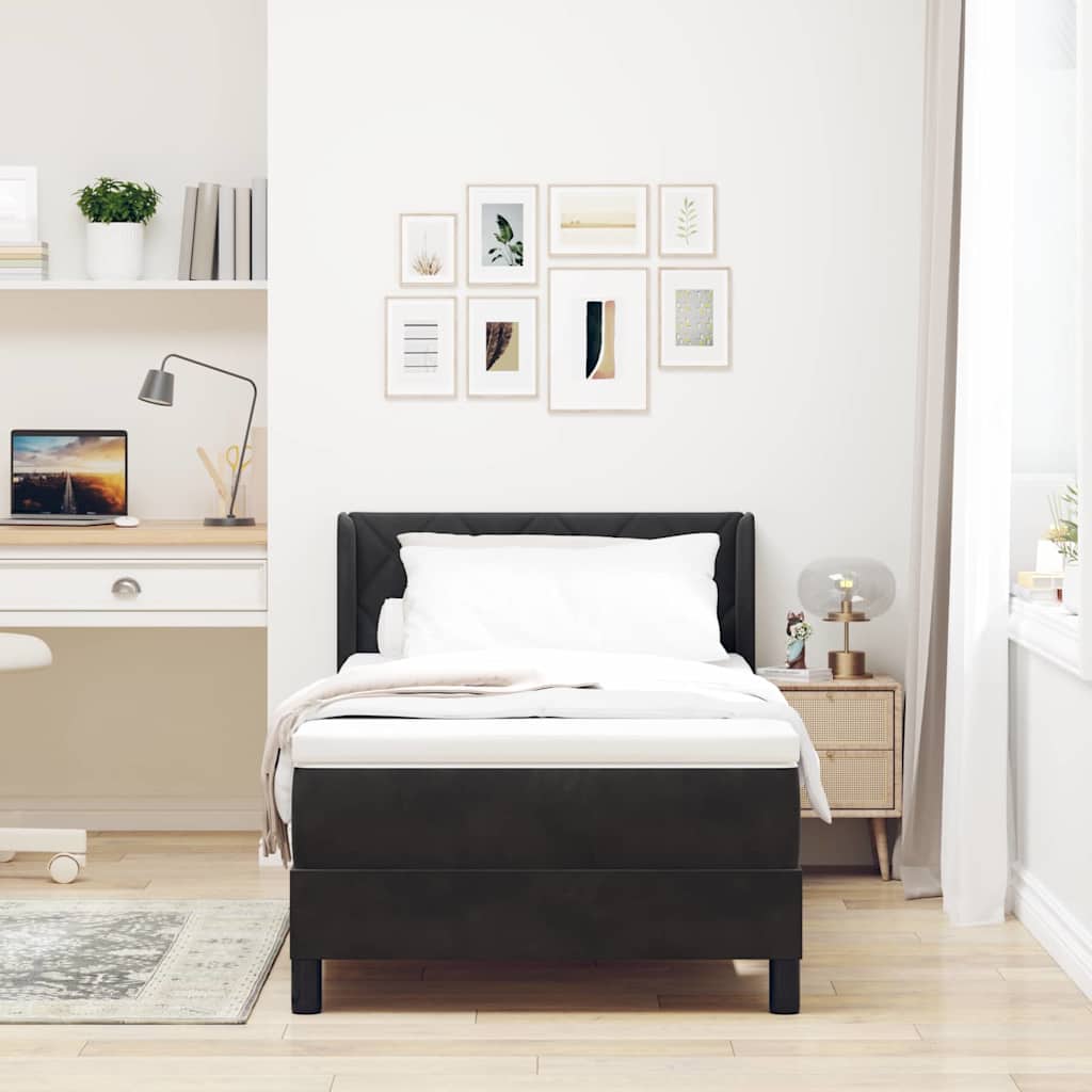 Boxspringbed met hoofdeinde Zwart 200 x 90 cm Fluweel is nu te koop bij PeponiXL, paradijselijk wonen!
