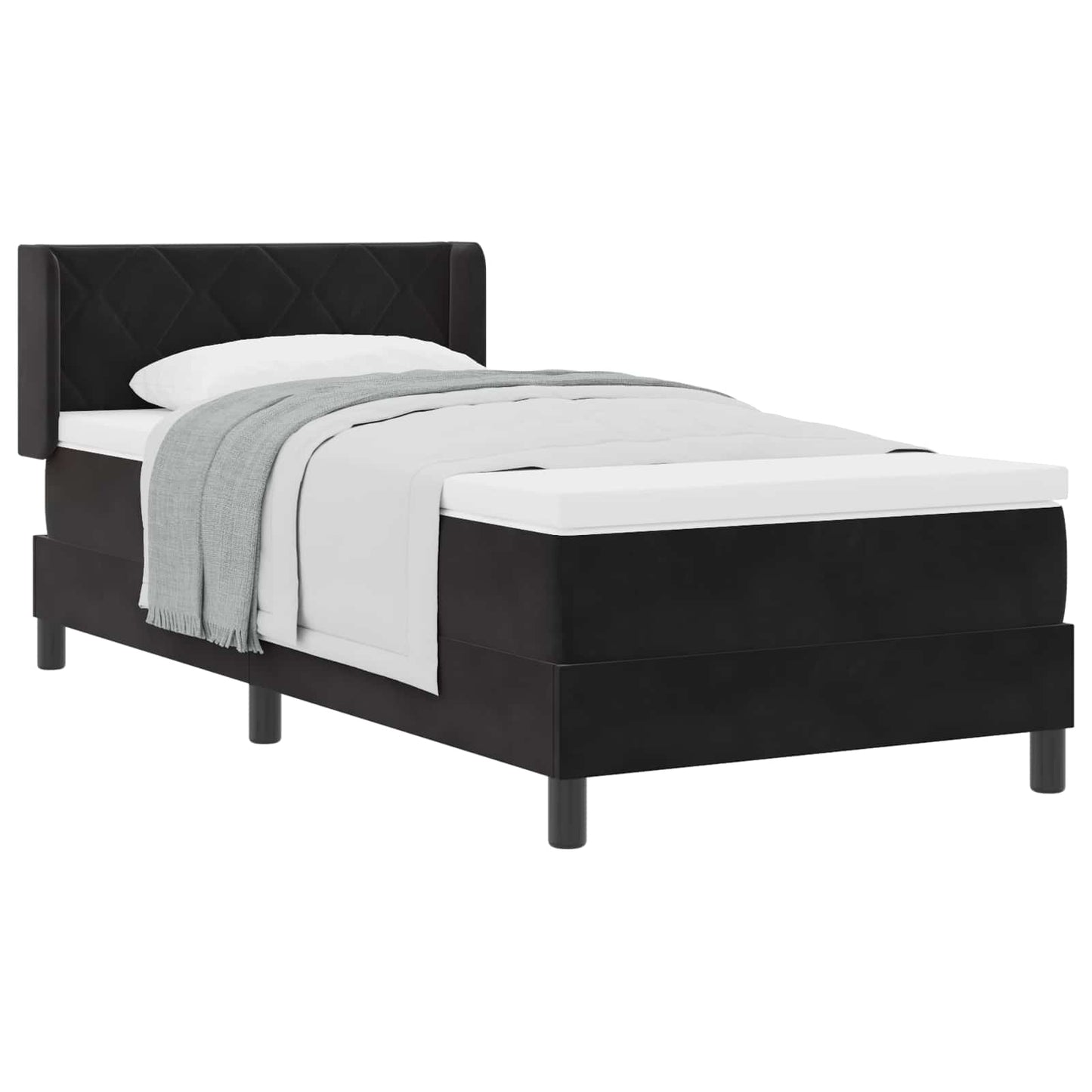 Boxspringbed met hoofdeinde Zwart 200 x 90 cm Fluweel is nu te koop bij PeponiXL, paradijselijk wonen!