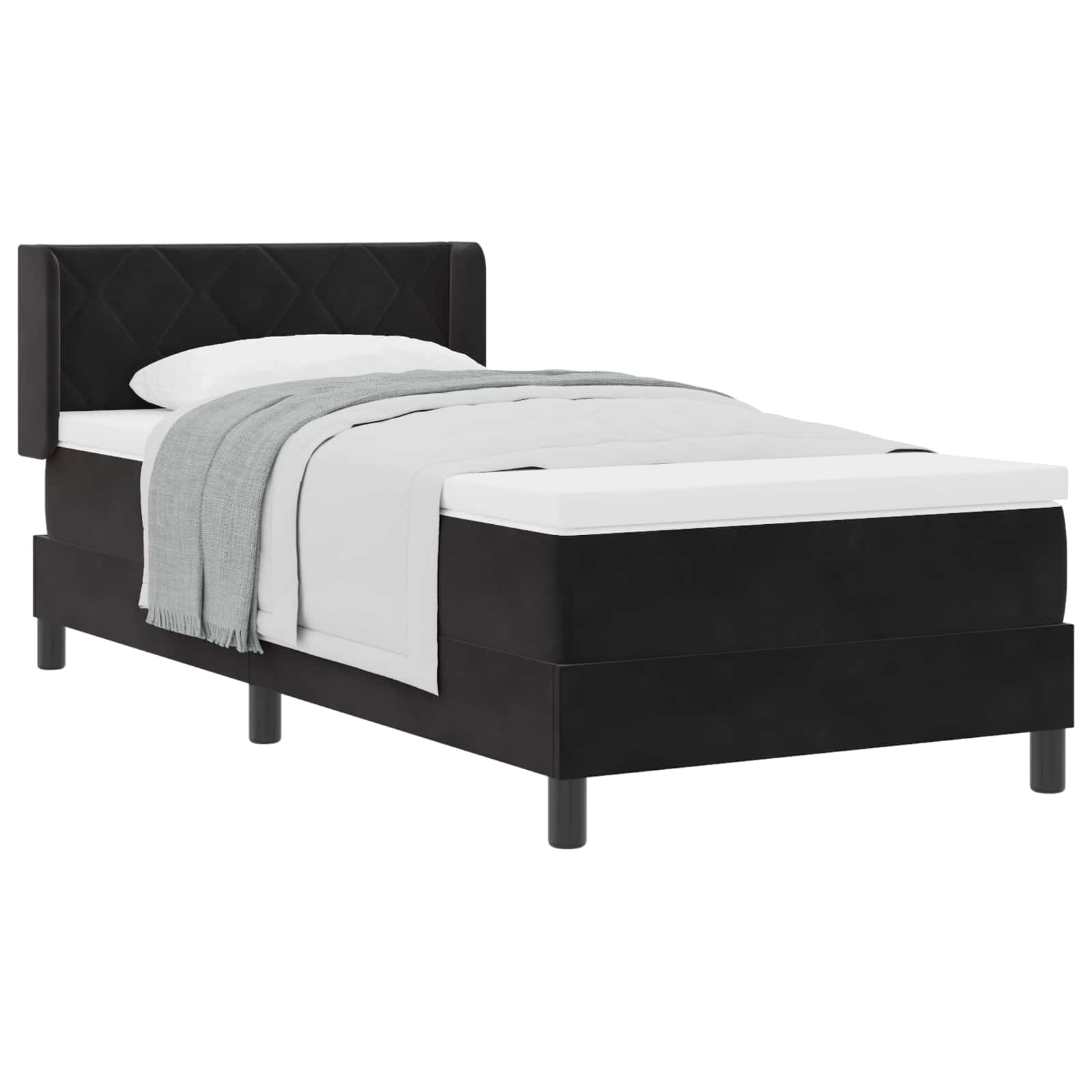 Boxspringbed met hoofdeinde Zwart 200 x 100 cm Fluweel is nu te koop bij PeponiXL, paradijselijk wonen!