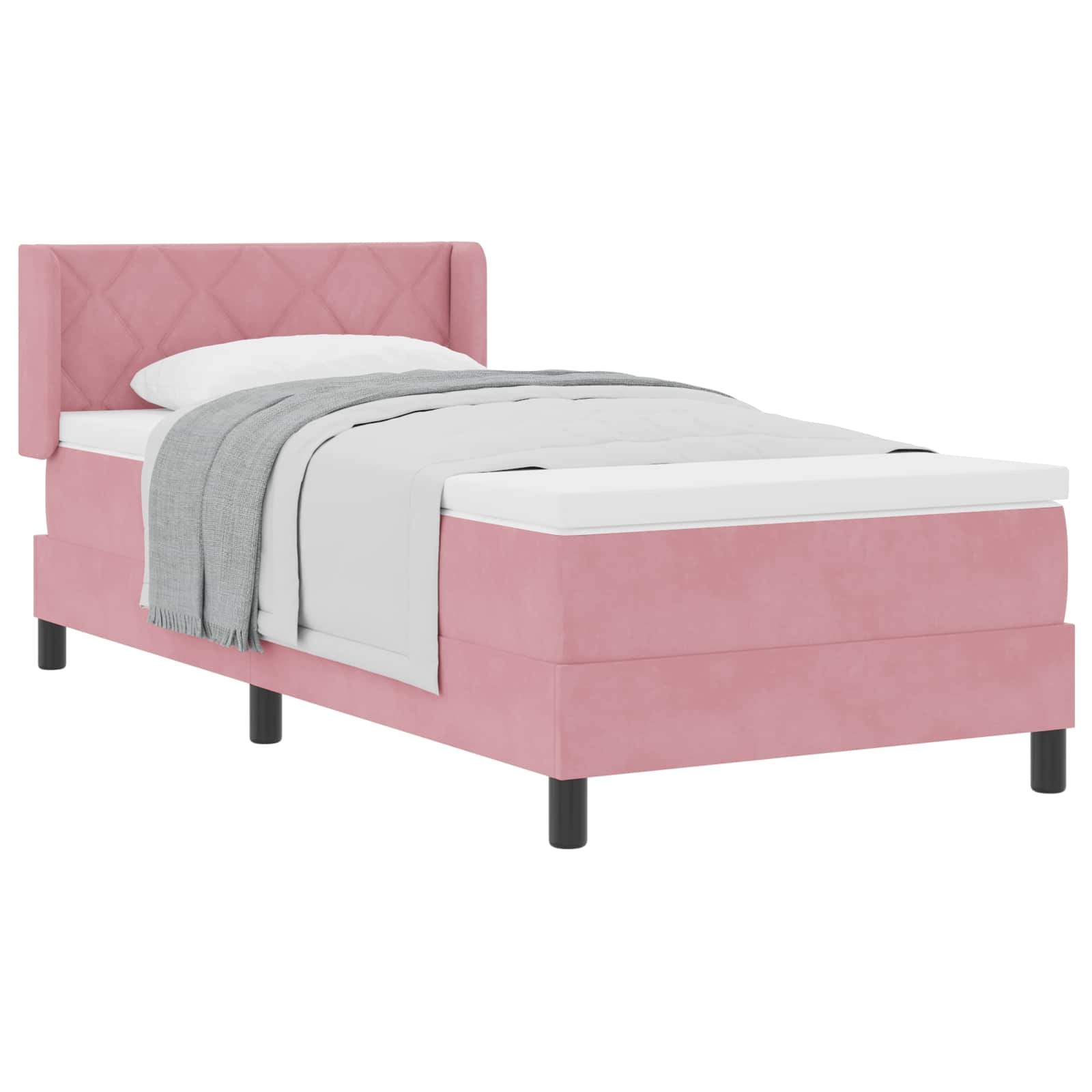 Boxspringbed met hoofdeinde Roze 200 x 100 cm Fluweel is nu te koop bij PeponiXL, paradijselijk wonen!