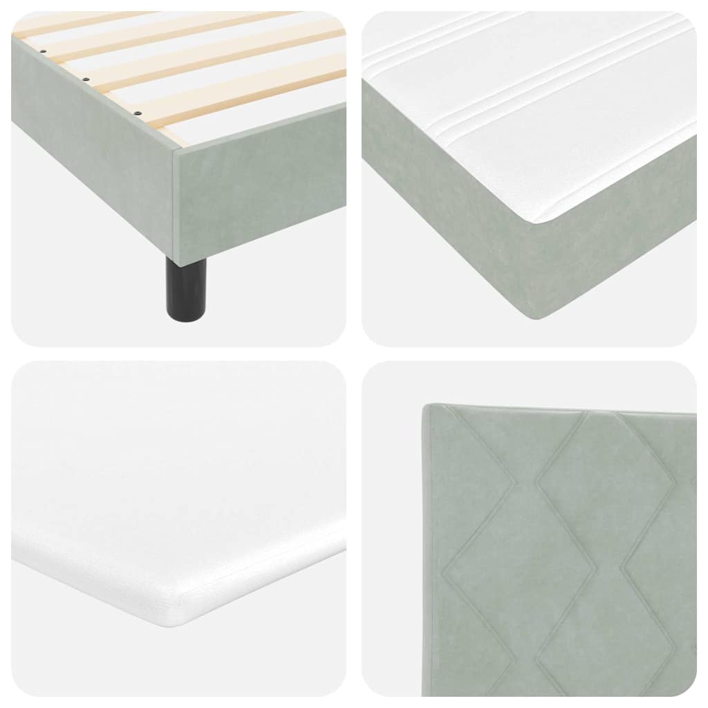 Boxspringbed met hoofdeinde Lichtgrijs 190 x 140 cm Fluweel is nu te koop bij PeponiXL, paradijselijk wonen!