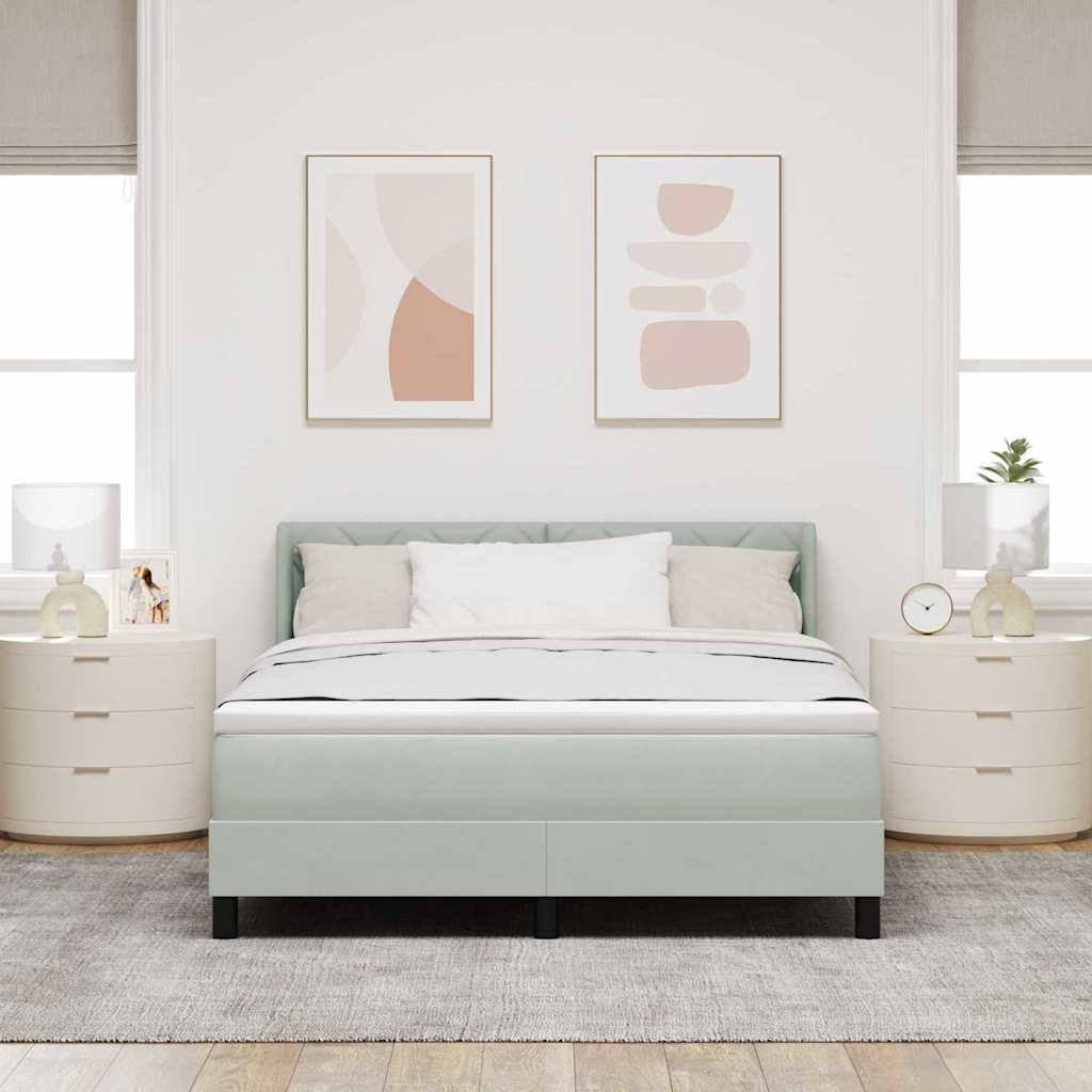 Boxspringbed met hoofdeinde Lichtgrijs 190 x 140 cm Fluweel is nu te koop bij PeponiXL, paradijselijk wonen!
