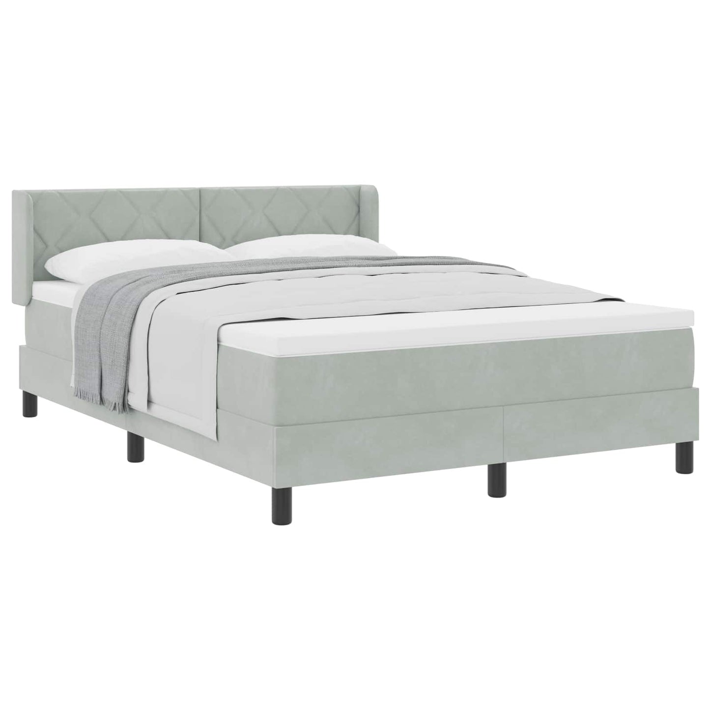 Boxspringbed met hoofdeinde Lichtgrijs 190 x 140 cm Fluweel is nu te koop bij PeponiXL, paradijselijk wonen!