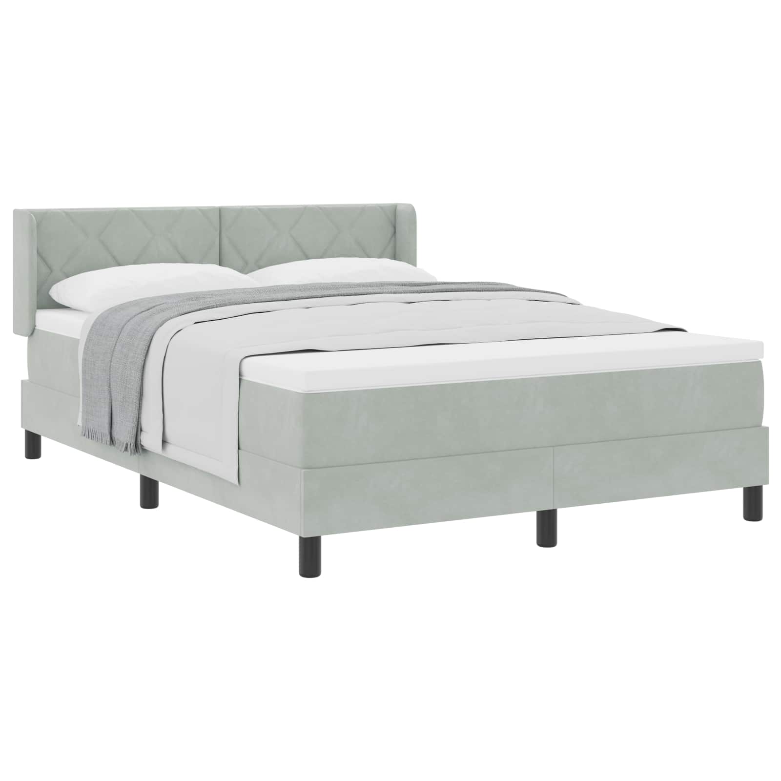 Boxspringbed met hoofdeinde Lichtgrijs 190 x 140 cm Fluweel is nu te koop bij PeponiXL, paradijselijk wonen!