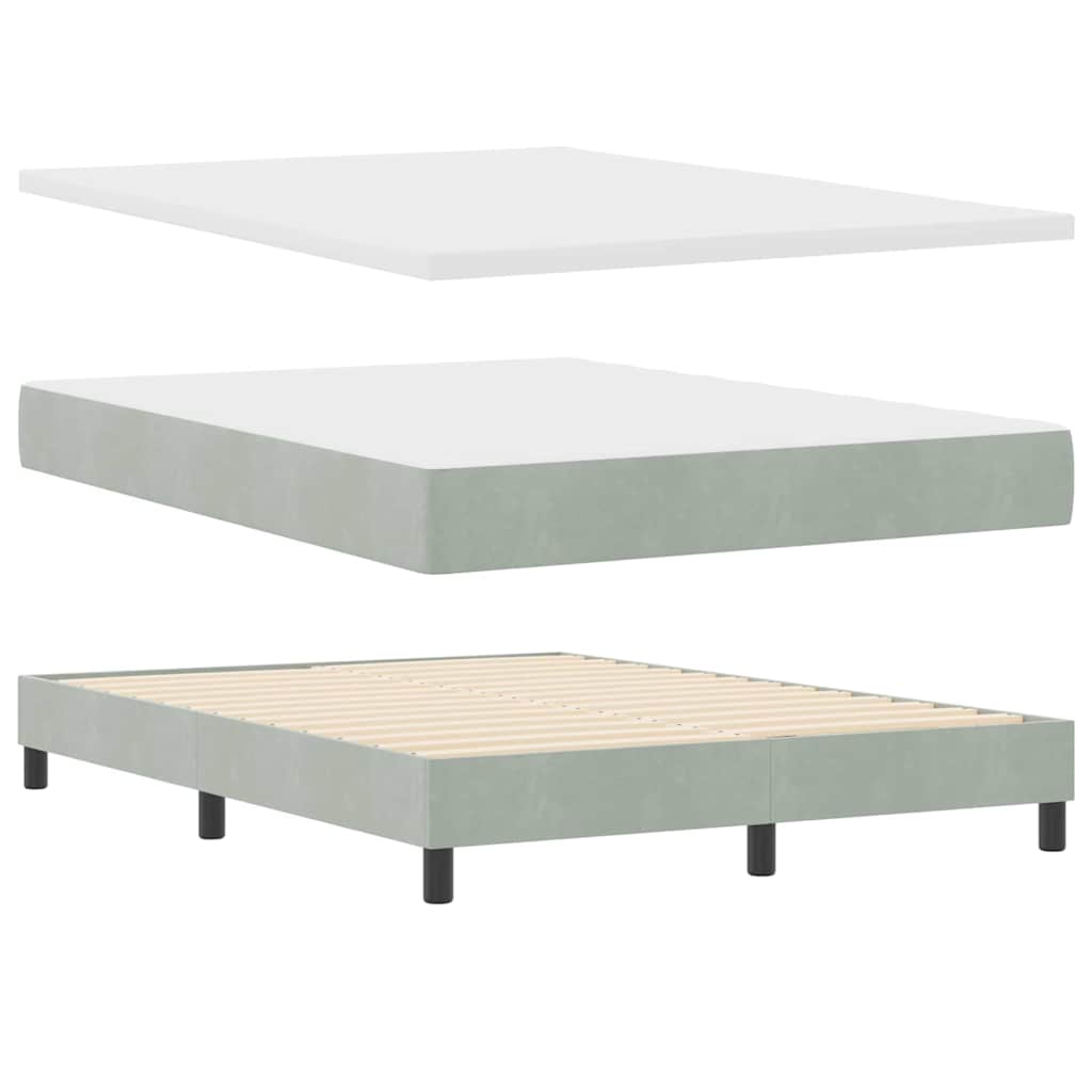 Boxspringbed met hoofdeinde Lichtgrijs 190 x 140 cm Fluweel is nu te koop bij PeponiXL, paradijselijk wonen!