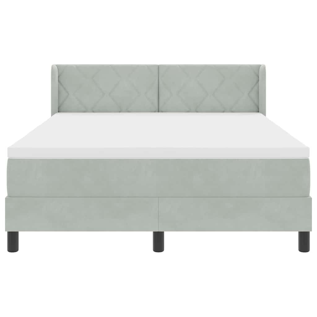 Boxspringbed met hoofdeinde Lichtgrijs 190 x 140 cm Fluweel is nu te koop bij PeponiXL, paradijselijk wonen!