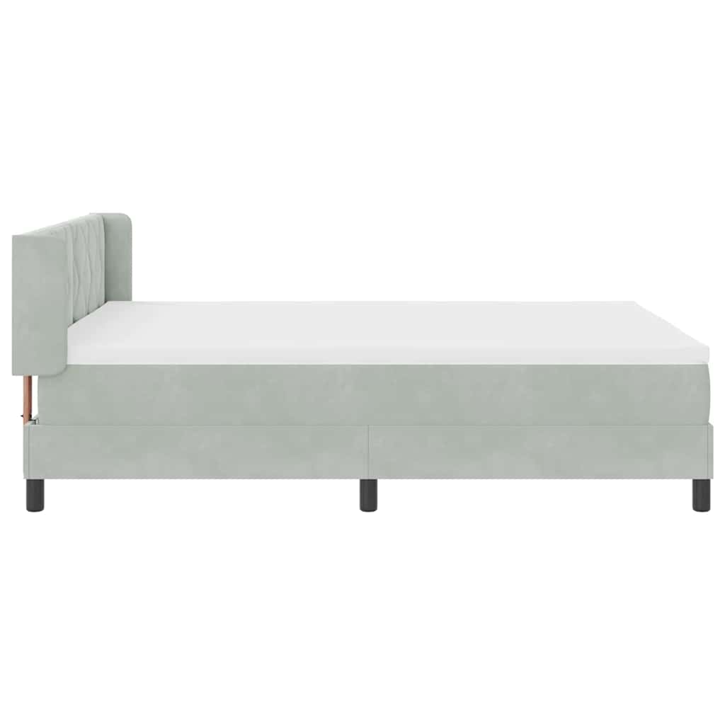 Boxspringbed met hoofdeinde Lichtgrijs 190 x 140 cm Fluweel is nu te koop bij PeponiXL, paradijselijk wonen!