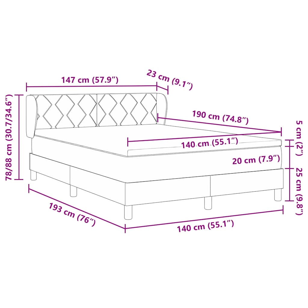 Boxspringbed met hoofdeinde Lichtgrijs 190 x 140 cm Fluweel is nu te koop bij PeponiXL, paradijselijk wonen!