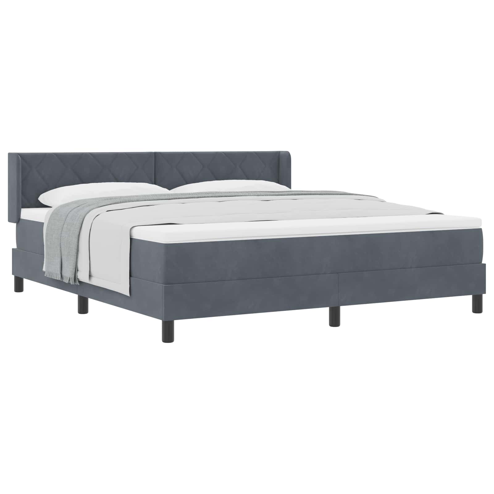 Boxspringbed met hoofdeinde Donkergrijs 200 x 180 cm Fluweel is nu te koop bij PeponiXL, paradijselijk wonen!