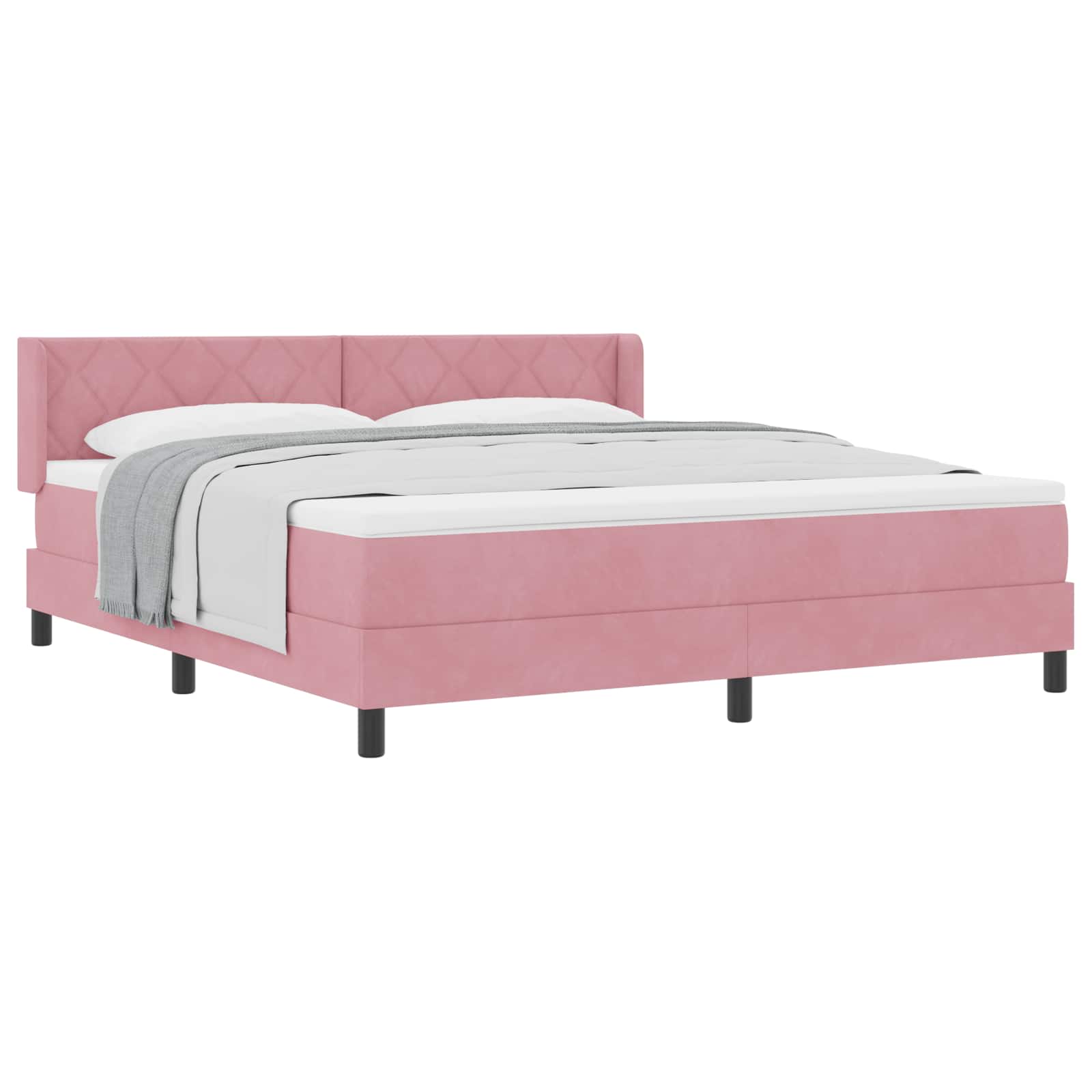 Boxspringbed met hoofdeinde Roze 200 x 180 cm Fluweel is nu te koop bij PeponiXL, paradijselijk wonen!