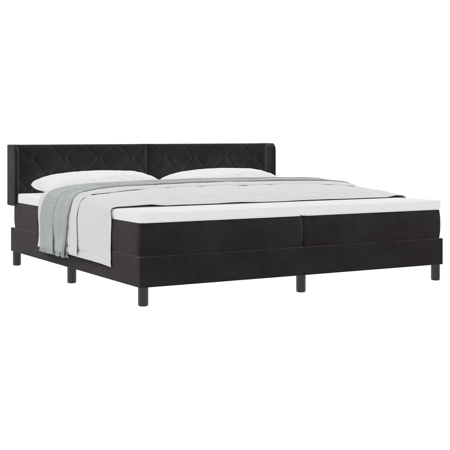 Boxspringbed met hoofdeinde Zwart 200 x 200 cm Fluweel is nu te koop bij PeponiXL, paradijselijk wonen!