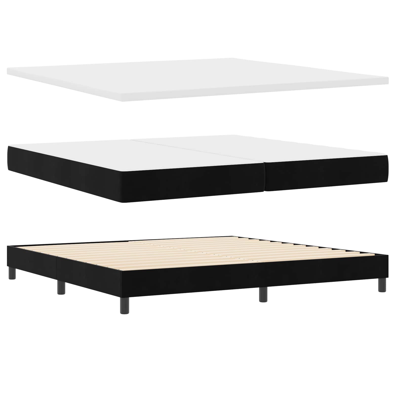 Boxspringbed met hoofdeinde Zwart 200 x 200 cm Fluweel is nu te koop bij PeponiXL, paradijselijk wonen!