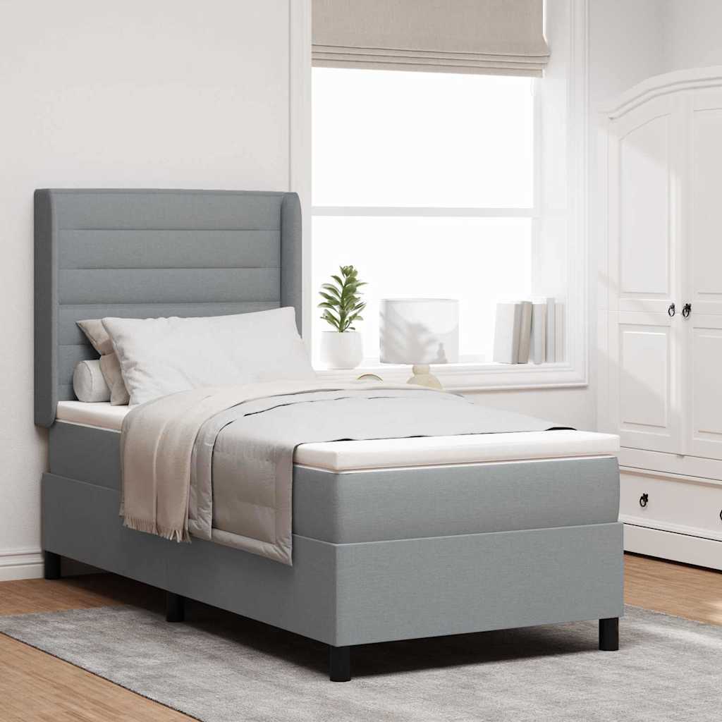 Boxspringbed met matras Lichtgrijs 200 x 80 cm Stof is nu te koop bij PeponiXL, paradijselijk wonen!