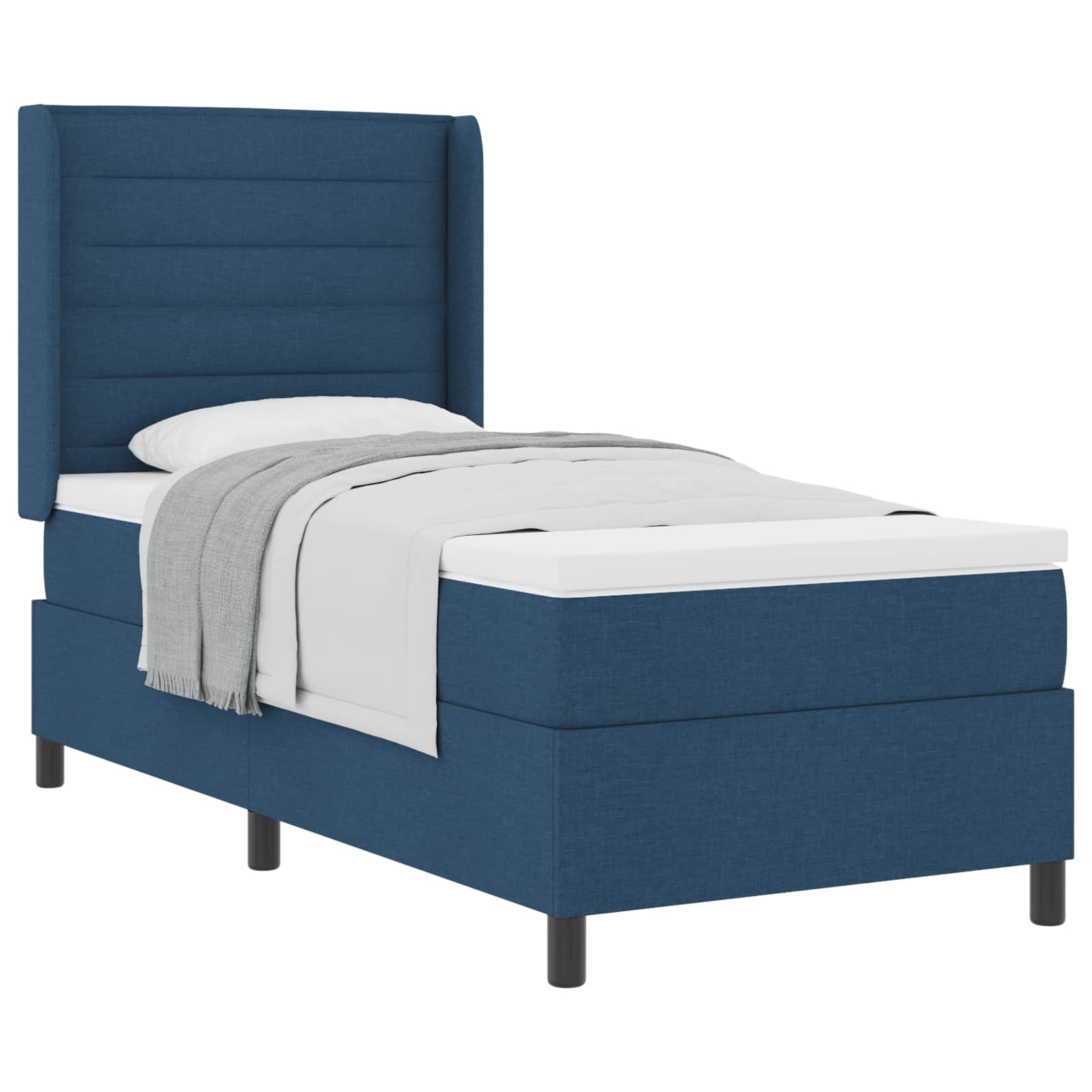 Boxspringbed met matras met hoofdeinde Blauw 200 x 80 cm Stof is nu te koop bij PeponiXL, paradijselijk wonen!