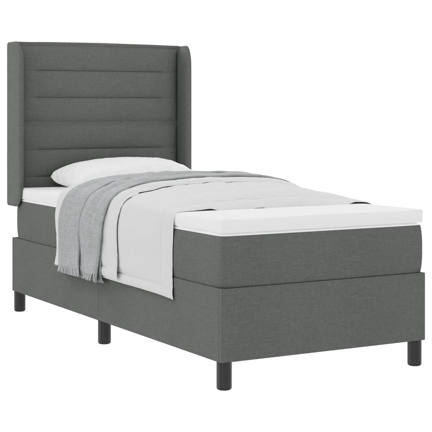 Boxspringbed met matras Donkergrijs 190 x 90 cm Stof is nu te koop bij PeponiXL, paradijselijk wonen!